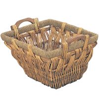 Rattan Style Wicker Log Basket with Wooden Handles