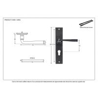 "Ravenscroft" Black Lever Euro Lock Set Dimensions