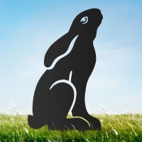 Black Sheet Steel Silhouette with Realistic Moon Gazing Hare Design in Situ Black Sheet Steel Silhouette with Realistic Moon Gazing Hare Design in Situ