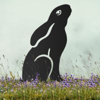 Black Sheet Steel Silhouette with Realistic Moon Gazing Hare Design Black Sheet Steel Silhouette with Realistic Moon Gazing Hare Design