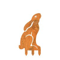 Realistic Moon Gazing Hare Sheet Steel Silhouette in Rustic Finish with Spikes