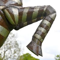 Close up of the Legs on the Rearing Metal Zebra Sculpture 