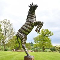Rearing Zebra Sculpture in Metal Finish
