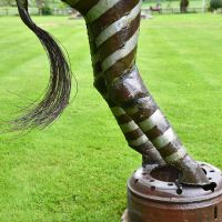 Legs on the Rearing Metal Zebra Sculpture