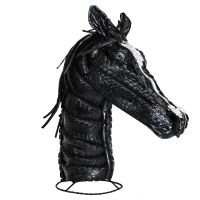 Recycled Car Tyre Horse Head Sculpture Finished in Black & White Recycled Car Tyre Horse Head Sculpture Finished in Black & White