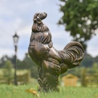 Recycled Cast Aluminium Bronze "Crowing" Rooster Sculpture