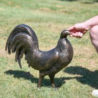 Scale Shot of Recycled Cast Aluminium Bronze "Valorous" Rooster Sculpture