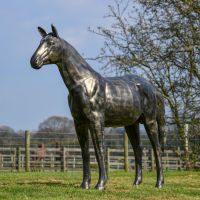 Recycled Cast Aluminium Brushed Gold Roached Horse Sculpture  Recycled Cast Aluminium Brushed Gold Roached Horse Sculpture