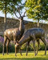Recycled Cast Aluminium Stag & Doe Sculpture Set