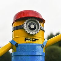 Close-Up of Recycled Metal "Giddy Gardener" Henchman Sculpture Close-Up of Recycled Metal "Giddy Gardener" Henchman Sculpture