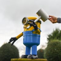 Scale Shot of Recycled Metal "Hammered" Henchman Sculpture Scale Shot of Recycled Metal "Hammered" Henchman Sculpture