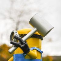 Close-Up of Hammer on Henchman Sculpture Close-Up of Hammer on Henchman Sculpture