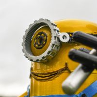 Close-Up of Recycled Metal "Hammered" Henchman Sculpture Close-Up of Recycled Metal "Hammered" Henchman Sculpture