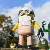 Recycled Metal Hospital Nurse Henchman Sculpture