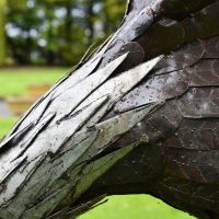 Close-up of the Metal Feathers on the Eagle Sculpture