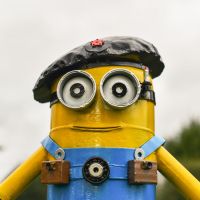 Close-Up of Recycled Metal "Viva la Revolution" Henchman Sculpture