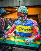 Recycled oil drum sculpture the author close up