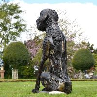 View of the Back of the Recycled Parts Dog Sculpture