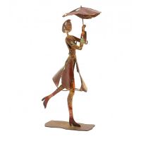 Woman With Umbrella Ornament in a Rustic Finish