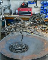 Recycled Metal Squid Sculpture