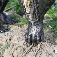 Close-up of the Feet on the Recycled Steel Anteater Sculpture