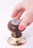 Red and Blue Striped Door Knobs