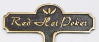 Red Hot Poker Brass Garden Plant Sign