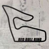 Red Bull Ring Motorsport Race Track Wall Art on a Rustic Grey Wall Red Bull Ring Motorsport Race Track Wall Art on a Rustic Grey Wall