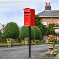 Red & Gold "Goldney" King George Curved Roof Post Box with Stand Red & Gold "Goldney" King George Curved Roof Post Box with Stand