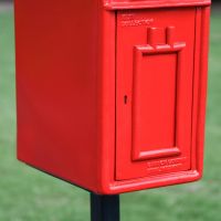 Close-Up of Red Painted Finish on Freestanding Post Box