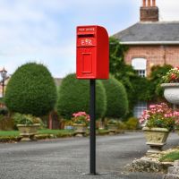 Red & Gold "Newland" Elizabeth Regina Post Box with Stand