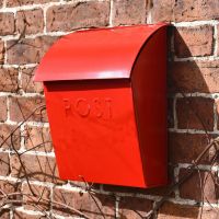 Bright Red Contemporary Post Box With Lock