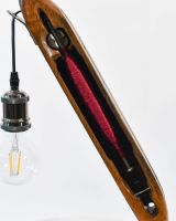 Close up of Red Loom Bobbin Table Lamp stand