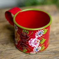 Top View of the Red Buckby Narrowboat Style Hand Painted Mug Top View of the Red Buckby Narrowboat Style Hand Painted Mug