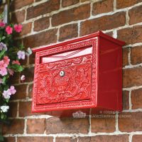 Red Ornate Wall Mounted Post Box Red Ornate Wall Mounted Post Box
