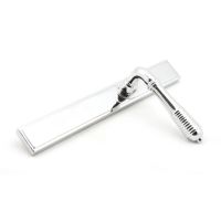 Reeded Slimline Lever Espagnolette Door Latch in Polished Chrome Shown on its Side 