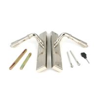 Reeded Slimline Lever Espagnolette Door Latch in Polished Chrome with all the Components