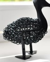 Close up of body detail on scrap metal duck art sculpture