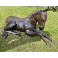 Resting Foal Garden Horse Sculpture Finished in a Bronze Finish Resting Foal Garden Horse Sculpture Finished in a Bronze Finish