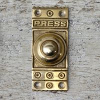 Retro "Push" Door Bell Push in Polished Brass