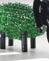 Close up of recycled metal art sculpture