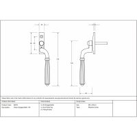 Right-Handed Georgian Espagnolette Window Handle Technical Drawing 