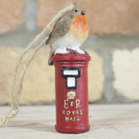 Robin on Postbox Christmas Tree Decoration in the Home