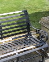 Close-Up of Black Robust “Chatham" Three Seater Park Bench Close-Up of Black Robust “Chatham" Three Seater Park Bench