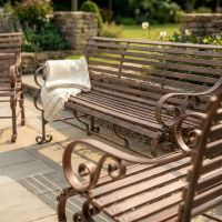 Robust "Chatham" One & Three Seater Park Bench Set - Rustic Wrought Iron Digital Illustration close up blanket Robust "Chatham" One & Three Seater Park Bench Set - Rustic Wrought Iron Digital Illustration close up blanket
