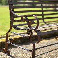 Robust "Chatham" One & Two Seater Park Bench Combo - Rustic Wrought Iron Digital illustration Arm Close Up
