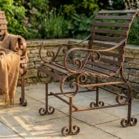 Robust "Chatham" One & Two Seater Park Bench Combo - Rustic Wrought Iron Digital illustration chair close up