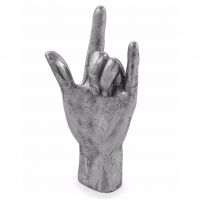 "Rock On Hand" Sign Ornament in a Silver Finish