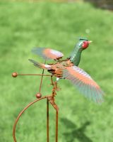 Close up of Pheasant Metal Rocking Garden Spike back