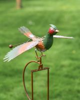 Close up of Pheasant Metal Rocking Garden Spike front
